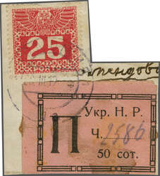 Kolomea Issue, 1918 (Dec 12): 50 sot. black on rose registration ...