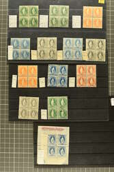 1882/1907: Lot 22 postfrische/ungebrauchte Viererblocks der Stehenden ...