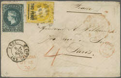 1861: 6 d. blue, rough perf. 14 to 16 and 1868 2 d. yellow, used on ...