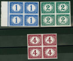 1889 (April): 2 m. green, 4 m. maroon and 1 pi. ultramarine, all in ...