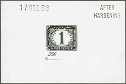 1888: De La Rue Die Proof for 1 pi. value, printed in black on glazed ...