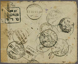 Postage Due 1884 (Feb 23): Much readdressed cover to a Royal Irish ...