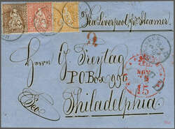 Vereinigte Staaten 1866: 60 Rp. kupferbronze zus. mit 30 Rp. zinnober ...