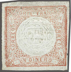 Issued Stamps 1862: Lecoq 1 d. pink, an unused example showing ...