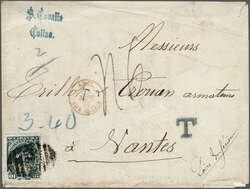 1874/84: 10 c. green with grill, a single example on cover from ...