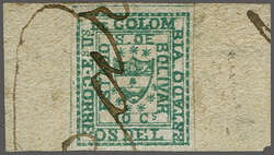 Bolivar 1863: 10 c. green, Transfer type 5, a very fine example with ...