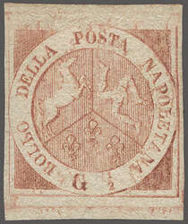 1858: ½ gr. rose, imperforate, Plate 1, an unused example of fine ...