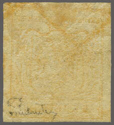 1850: Handpapier 1 Kr. ockergelb, doppelseitiger Druck D, farbfrisch ...
