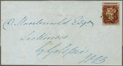 1841: 1 d. red-brown on blued paper, lettered RK, a used example with ...