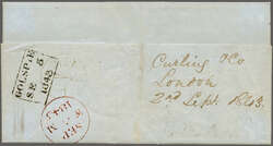 1841: 1 d. red-brown on blued paper, lettered RK, a used example with ...