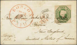 1847/54: Embossed 1 s. green, a single example with good margins all ...