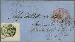 1847/54; Embossed 1 s. pale green, a used example probably from top ...