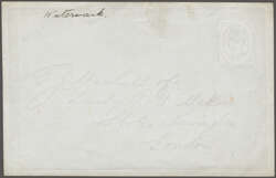 1870c.: De La Rue Essay for proposed postal stationery envelope, ...