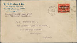 Transatlantic Flight Newfoundland to Ireland by Alcock and Brown 1919 ...