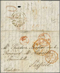 1854 (6. Sept.): Barfrankierter Faltbrief von Genf, mit rotem PD im ...