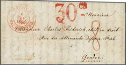 1850 (6. Feb.): Faltbrief von Zürich nach Genf mit rotem Doppelkreis ...
