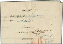 1852 (Jan. 1): 'RICLAMO' - Nachforschungsformular für eine ...