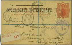 Niger Coast Protectorate 1892: Postal Stationery Card, 1 d. vermilion ...