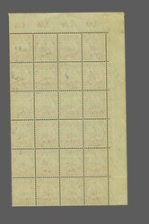 1915: 1 d. on 10 pf. black surcharge, corner marginal block of 24 ...