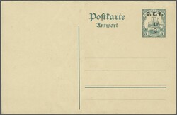 British Occupation 1915: 5+5 pf. green, reply postal card (reply part ...