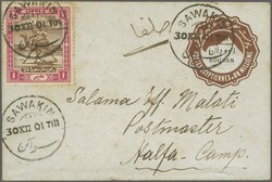Egypt Stationery 1897: 1 m. brown envelope, overprinted in black with ...