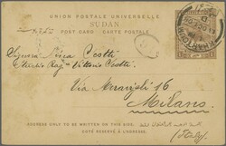Large Camel 1908: 4 m. brown, postal card, used from Khartoum to ...