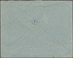Large Camel 1913: 5 m. deep carmine on blue paper envelope, used with ...