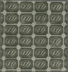 Inclinados 1844/46: 10 r. black, a magnificent unused block of ...