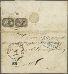 Inclinados 1844/46: 30 r. black on "Bull's Eye" paper, Type II, and ...