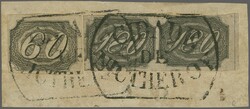 Inclinados 1844/46: 180 r. black, a used horizontal pair with large ...