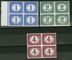 1889 (April): 2 m. green, 4 m. maroon and 1 pi. ultramarine, all in ...