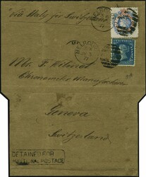 Parcel Post 1866: Woodblock 2 shilling dark blue on green, single ...