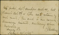 1884: Stationery postal card 1 penny deep lake on thick card, uprated ...