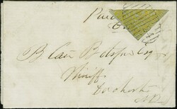 1851/60: Royal Crown 6 pence yellow, blued paper, imperforate, ...