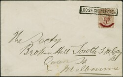 1891: Surcharge “5D” in red on 6 penny pale brown, fresh colour ...