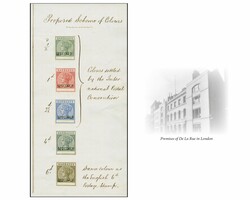 1882: Appendix sheet ex the De La Rue archives, with "Proposed Scheme ...