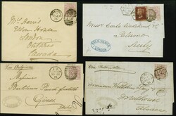 1875/78: Group of four destination covers all with 1875 2½ pence ...