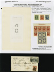 1883: Sunken Die Proof of the 3rd UPU overprint “UNION POSTAL ...