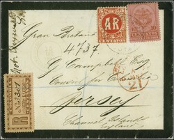 1892/99: Coat of Arms, 10 centavos bistre-brown on rose, in ...