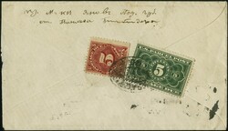 1910: Postage due, 5 cents deep claret in combination with parcel ...