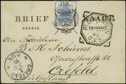 1892: formula post card, “1½d” surcharge on 3 pence blue, first ...