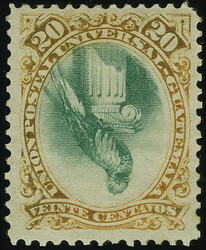 1881: Quetzal, 20 centavos yellow &amp; green, unused example, fresh ...