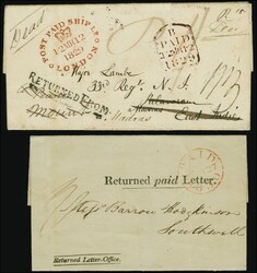 1829: Entire sent from Southwell, Nottinghamshire, England to Madras, ...