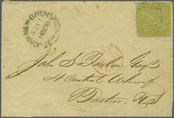 1851-60: Royal Crown 6 d. yellow, blued paper, imperforate, two ...
