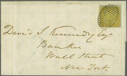 1851-60: Royal Crown 6 pence mustard-yellow, blued paper, imperforate ...