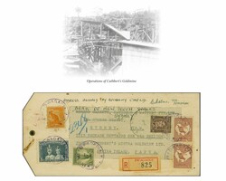 1947: Large registered parcel tag from Bwagaoia, dated 30 July 1947, ...