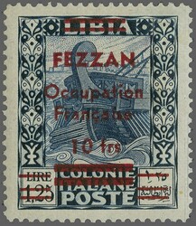 1943: FEZZAN Occupation Francaise, ovpt. and new value on 7 adhesives ...