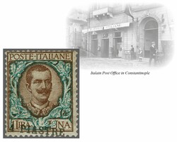 1908 Post office in Constantinople: 20 PIASTRA 2nd local overprint on ...