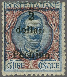 1920 Post office in Peking: '2 dollari / PECHINO' handmade-stamp ...