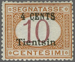1920 Post office in Tientsin: '4 CENTS / Tientsin' handmade-stamp ...